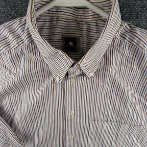 Eton Button Up Shirt Short Sleeve Men Cotton Pocket Colorful Striped Size